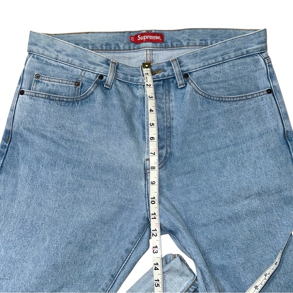 Supreme Stone Washed Slim Selvedge Denim Jeans Act Size 35x31 Made In Japan - Picture 9 of 11